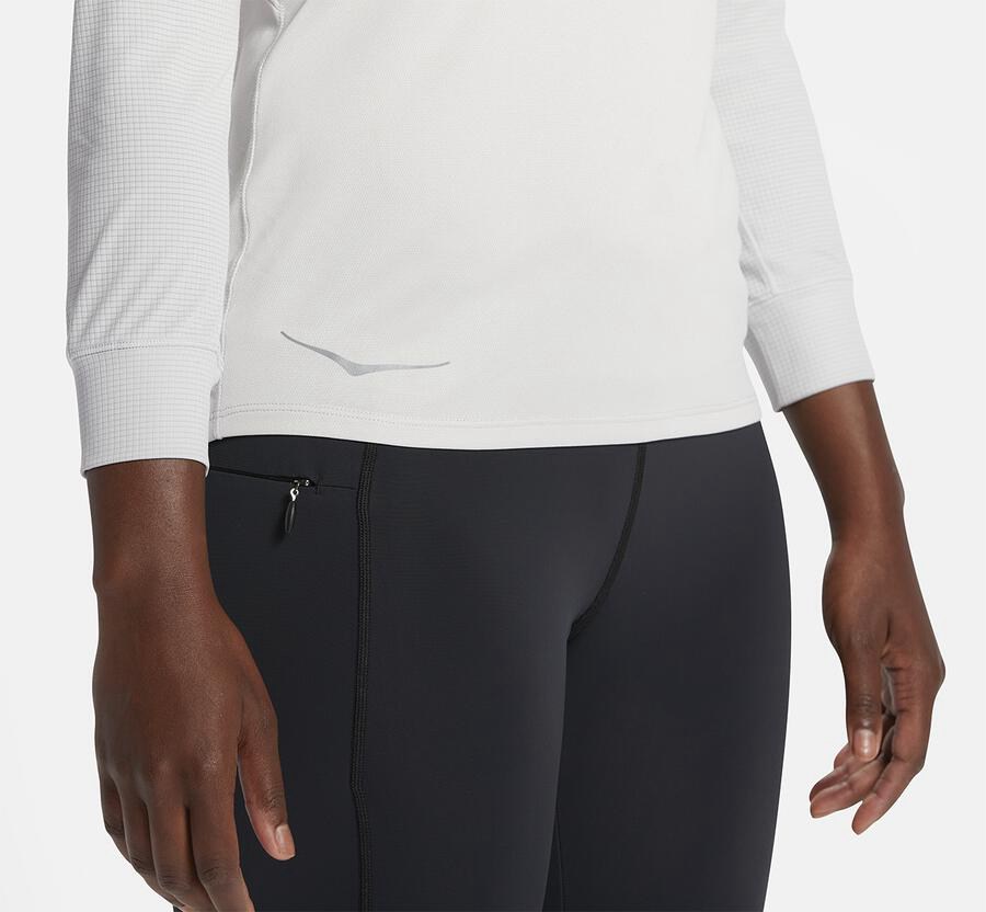 Top Hoka One One Mujer - Performance 3/4 Sleeve - Blancas - TQU693570